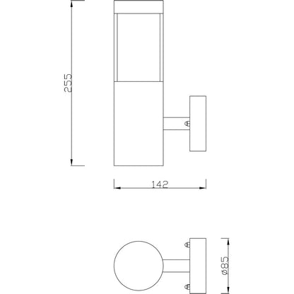 Wandleuchte Porrima II  silberfarben gebürstet Edelstahl 25cm GU10 Außenleuchte