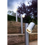 Stehleuchte Zilly II silberfarben Edelstahl 50cm GU10 Kopf schwenkbar Outdoor Gartenleuchte IP44