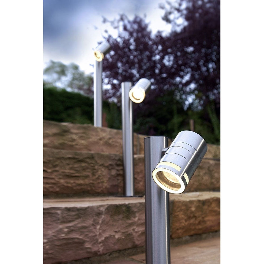 Stehleuchte Zilly II silberfarben Edelstahl 50cm GU10 Kopf schwenkbar Outdoor Gartenleuchte IP44