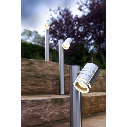Stehleuchte Zilly II silberfarben Edelstahl 50cm GU10 Kopf schwenkbar Outdoor Gartenleuchte IP44
