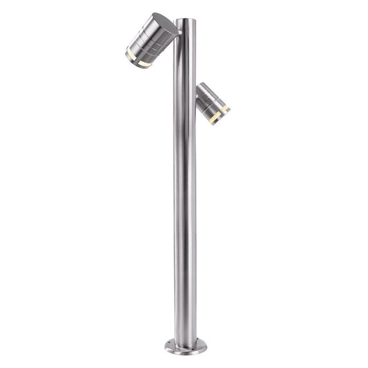 Stehleuchte Zilly II silberfarben Edelstahl 100cm GU10  2x Kopf schwenkbar Outdoor Gartenleuchte IP44