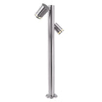 Stehleuchte Zilly II silberfarben Edelstahl 100cm GU10  2x Kopf schwenkbar Outdoor Gartenleuchte IP44