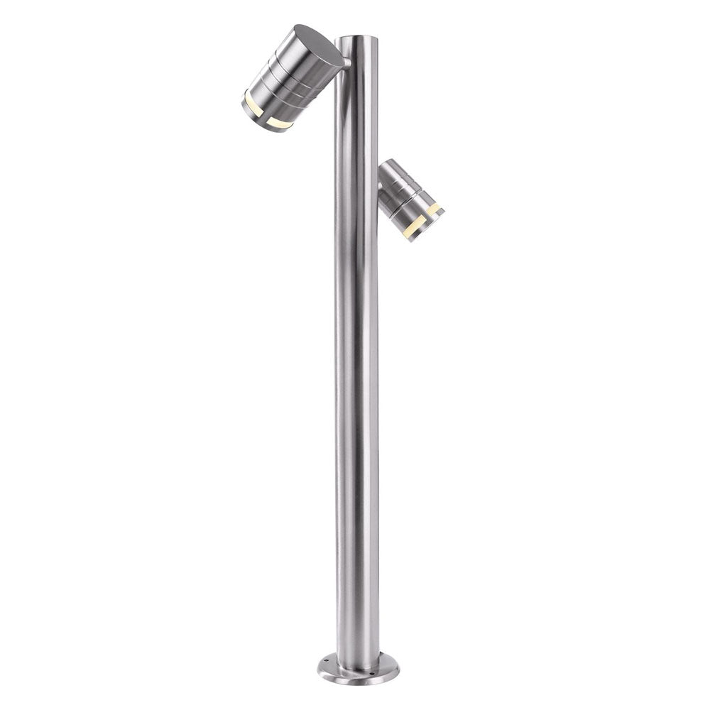 Stehleuchte Zilly II silberfarben Edelstahl 100cm GU10  2x Kopf schwenkbar Outdoor Gartenleuchte IP44