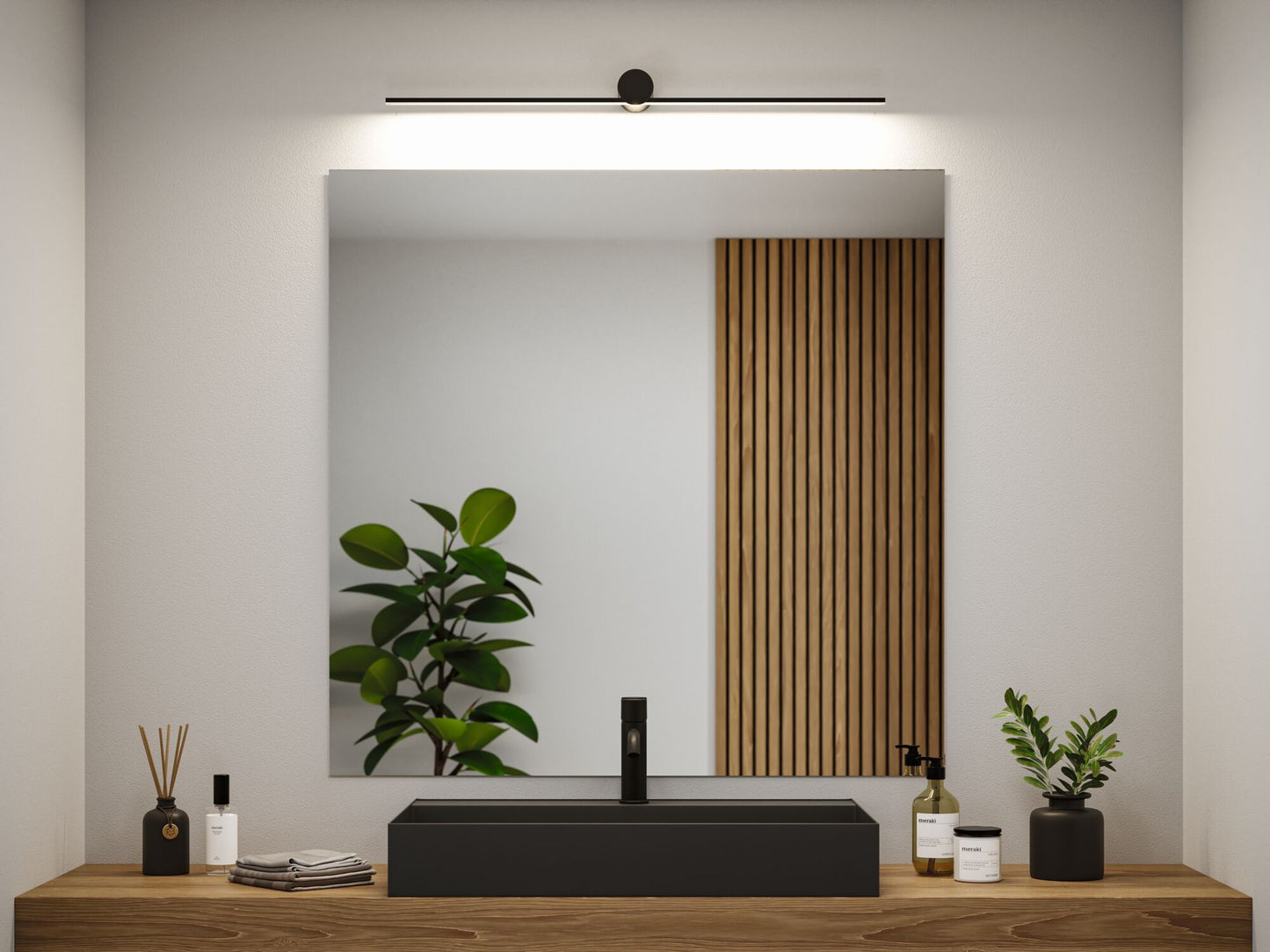 Paulmann LED Leuchtspiegel Sava IP44  3000K 500lm 230V 7,5W  Schwarz matt