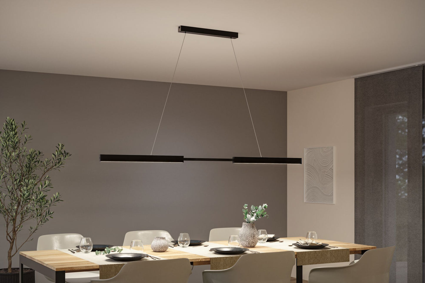 Paulmann LED Pendelleuchte Aptare Touchless Sensor    2700K 2050lm / 2050lm 2x16,5W Schwarz gebürstet dimmbar