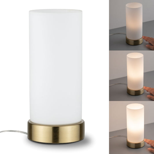 Paulmann Tischleuchte Pinja mit Touchschalter 1-flammig Messing/Opal