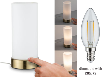 Paulmann Tischleuchte Pinja mit Touchschalter 1-flammig Messing/Opal