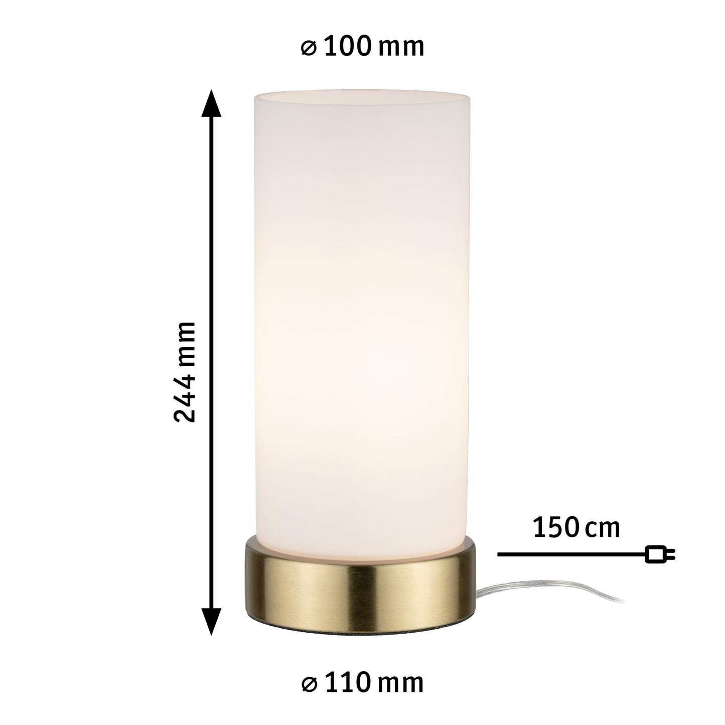 Paulmann Tischleuchte Pinja mit Touchschalter 1-flammig Messing/Opal