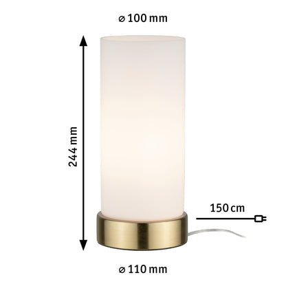 Paulmann Tischleuchte Pinja mit Touchschalter 1-flammig Messing/Opal