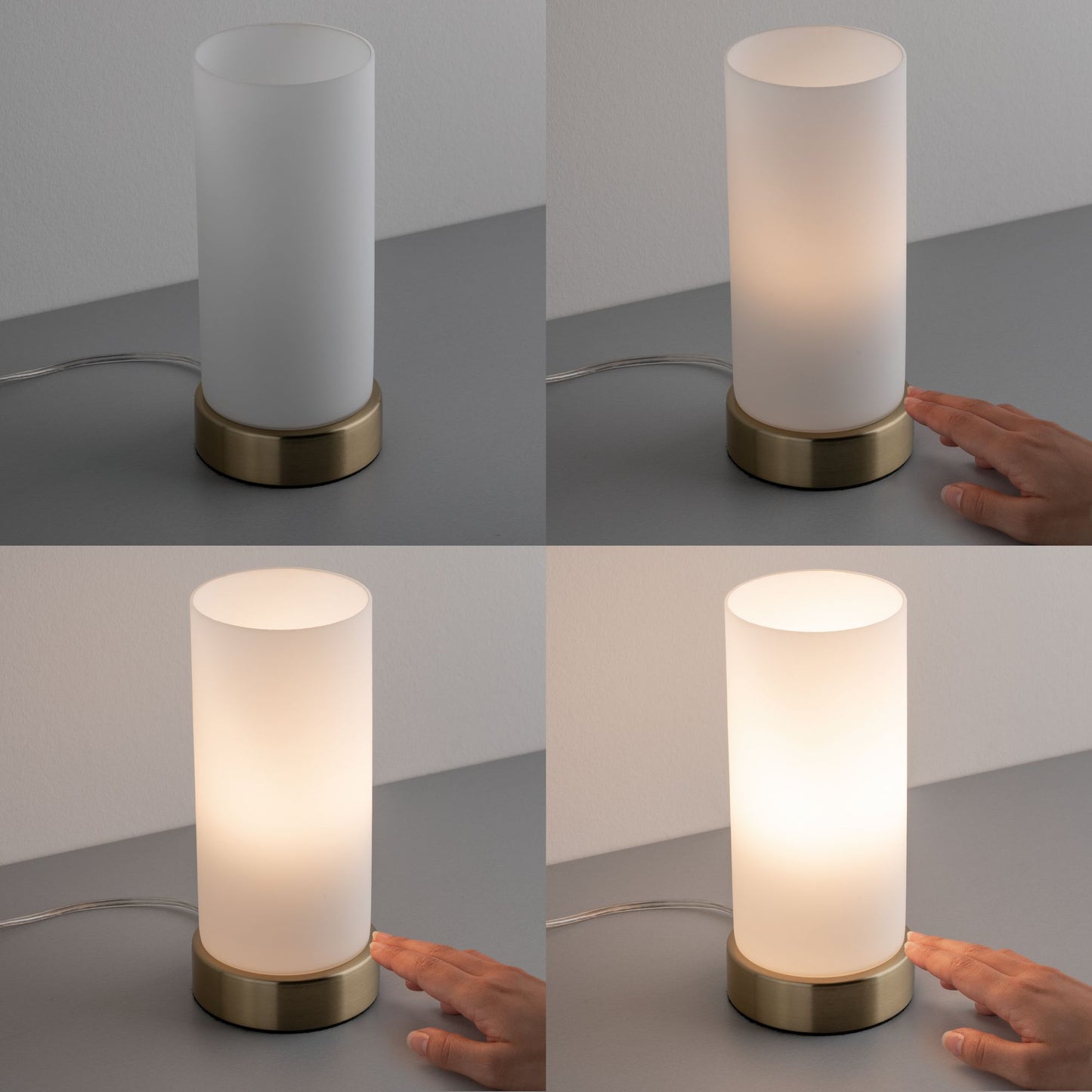 Paulmann Tischleuchte Pinja mit Touchschalter 1-flammig Messing/Opal