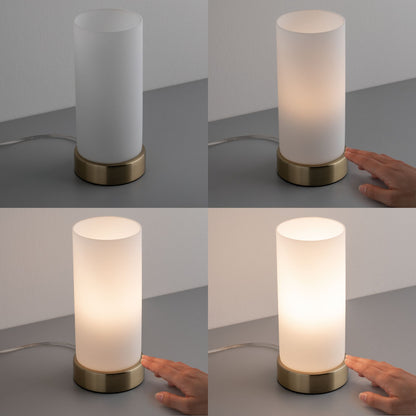 Paulmann Tischleuchte Pinja mit Touchschalter 1-flammig Messing/Opal