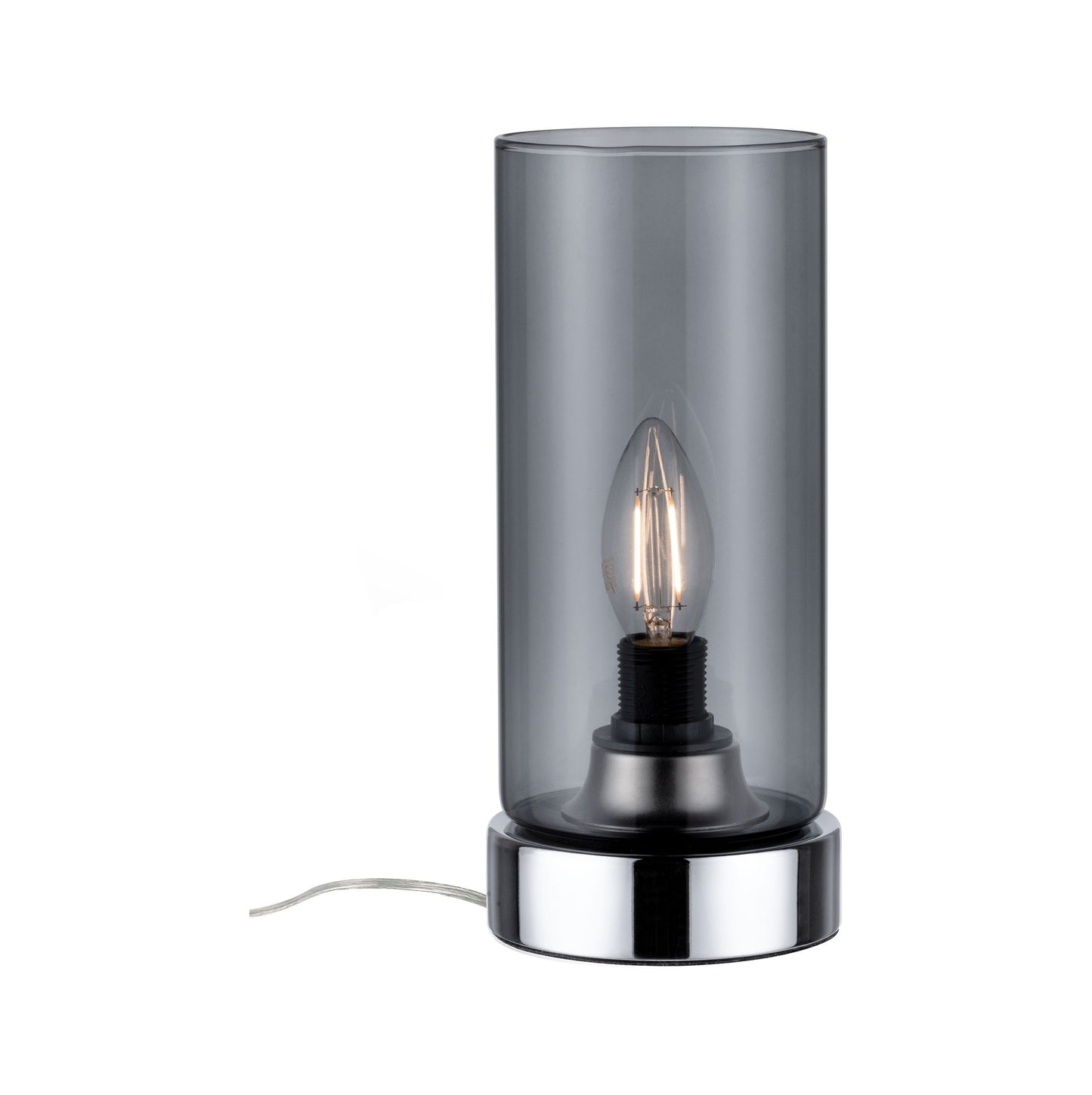 Paulmann Tischleuchte Pinja mit Touchschalter 1-flammig Chrom/Rauchglas