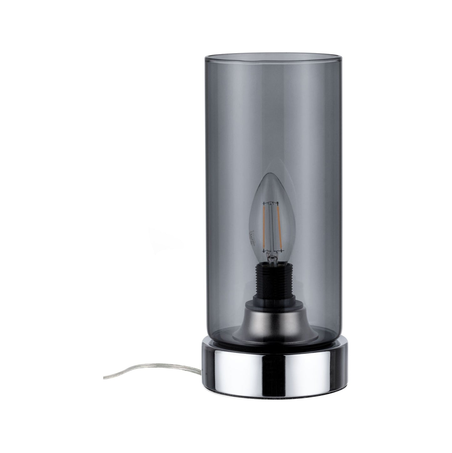 Paulmann Tischleuchte Pinja mit Touchschalter 1-flammig Chrom/Rauchglas