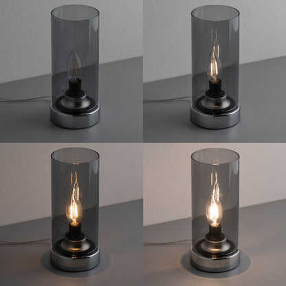 Paulmann Tischleuchte Pinja mit Touchschalter 1-flammig Chrom/Rauchglas