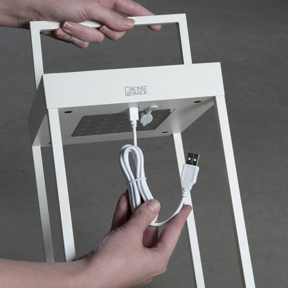 Konstsmide Portofino LED Solar/USB-Laterne weiss, dimmbar, Dämmerungss