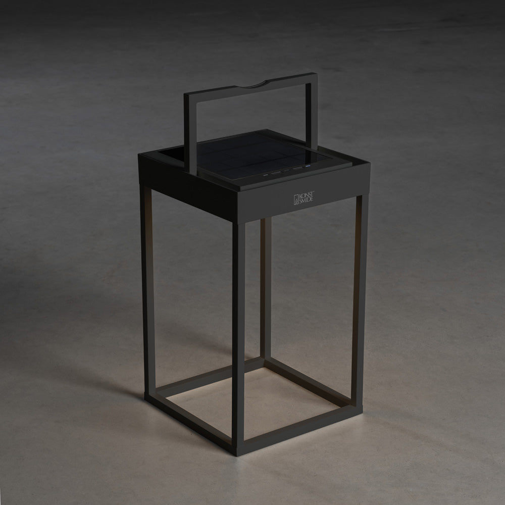 Konstsmide PortofinoLED Solar/USB-Laterne schwarz, dimmbar, Dämmerungs