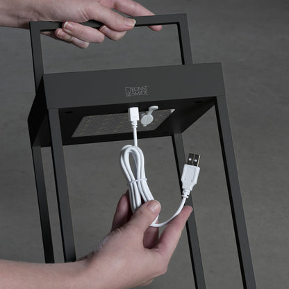 Konstsmide PortofinoLED Solar/USB-Laterne schwarz, dimmbar, Dämmerungs