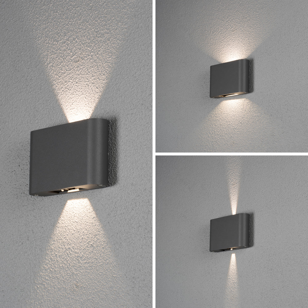 Konstsmide Chieri Wandl. 2x6W LED antrazit, verstellbarer Lichtaustritt
