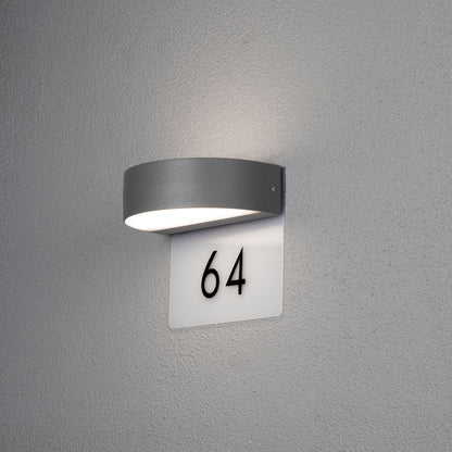 Konstsmide Monza Wandl. 2x4,5W LED anthrzi, IP54, inkl. 3x Ziffern 0-9