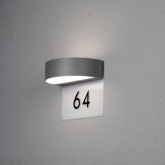 Konstsmide Monza Wandl. 2x4,5W LED anthrzi, IP54, inkl. 3x Ziffern 0-9