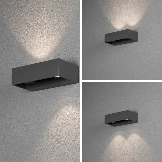 Konstsmide Monza Wandl. 2x6W LED anthrazit, 360° Spotdrehung, IP54