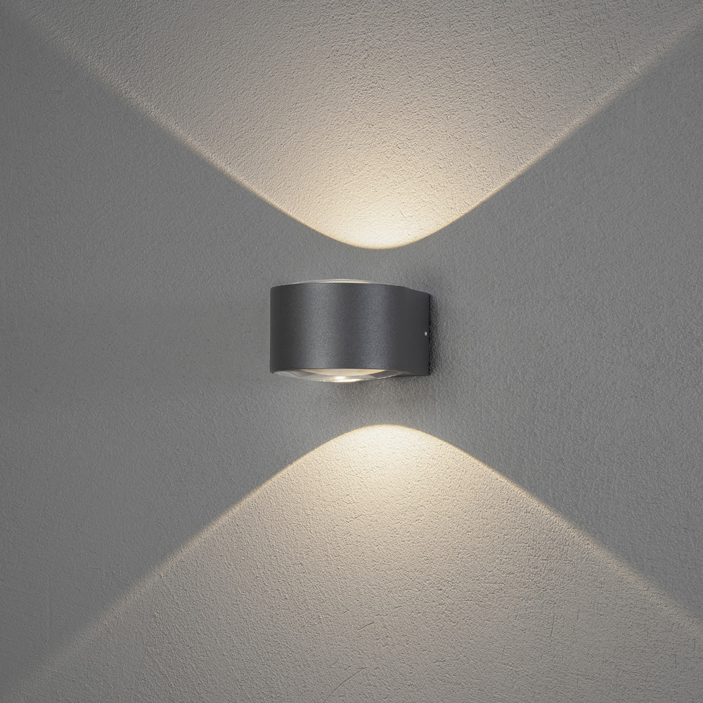 Konstsmide Gela LED Kristall-Linsen-Wandleuchte ab/auf anthrazit 2x6W
