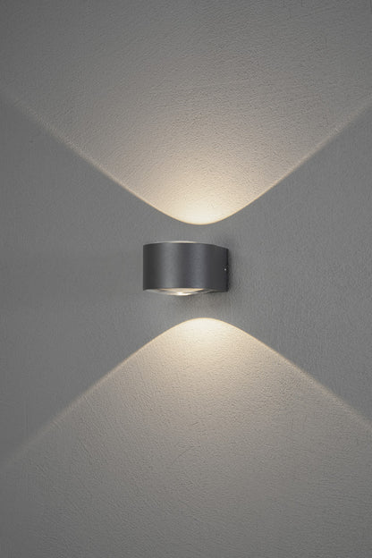 Konstsmide Gela LED Kristall-Linsen-Wandleuchte ab/auf anthrazit 2x6W
