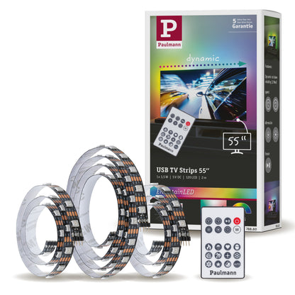 Paulmann USB LED Strip TV-Beleuchtung 55 Zoll 2m   3,5W  60LEDs/m RGB+