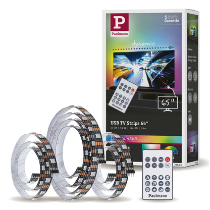 Paulmann USB LED Strip TV-Beleuchtung 65 Zoll 2,4m   4W  60LEDs/m RGB+