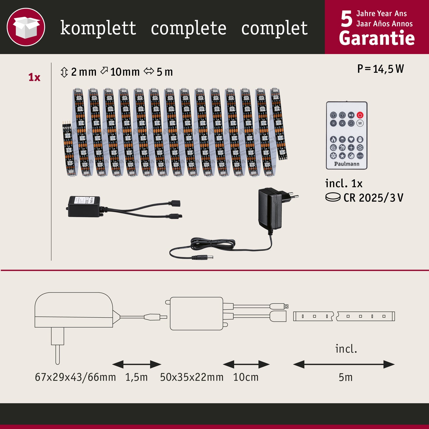 Paulmann LED Stripe Dynamic 5m   10,5W  60LEDs/m RGB+ 15VA