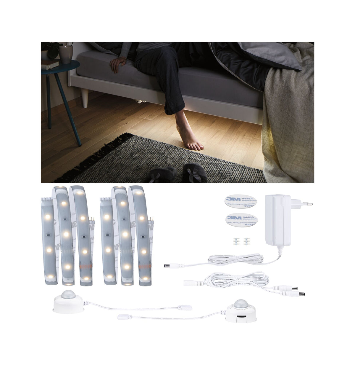 Paulmann MaxLED 250 Night Comfort Set für Doppelbett  1m 2700K 2x4W  24VA Silber