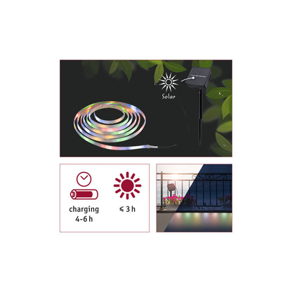 Paulmann Solar LED Stripe mit Dämmerungssensor IP44 3m RGB 0,3W   Schwarz