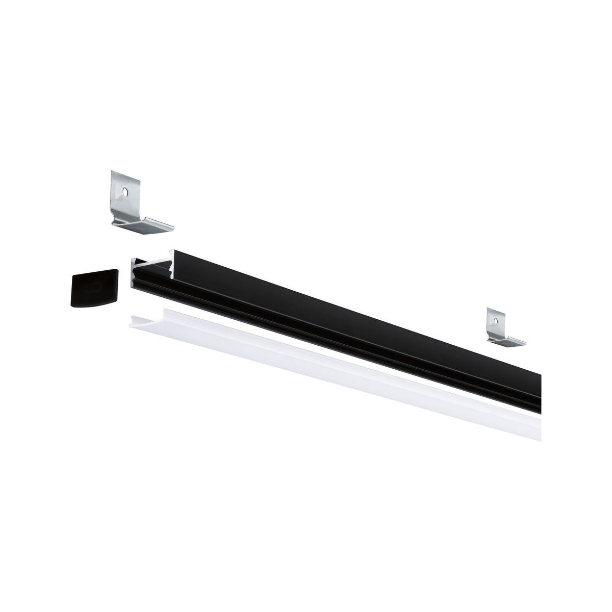 Paulmann Square Profil mit weißem Diffusor 2m schwarz eloxiert/weiß Alu/Kunststoff
