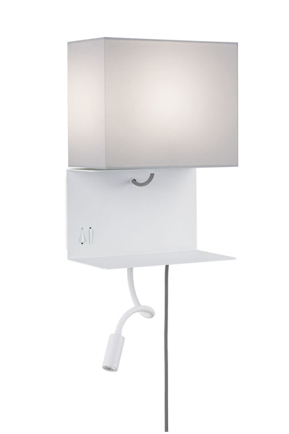 Paulmann Wandleuchte mit Ablage Merani E27 max. 40W/2,5W Beige/Weiß, Stoff/Metall
