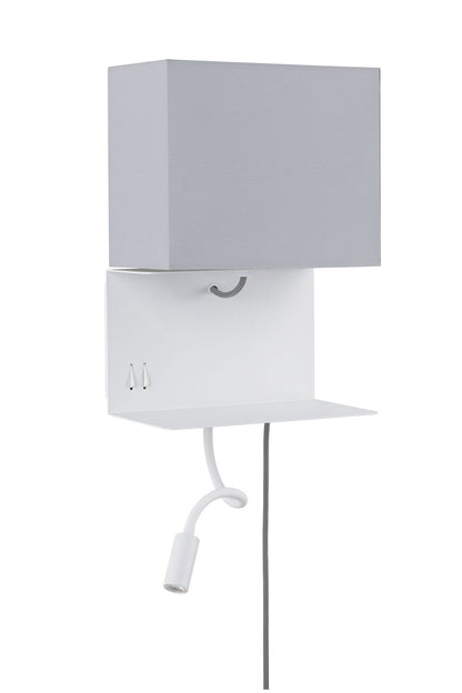 Paulmann Wandleuchte mit Ablage Merani E27 max. 40W/2,5W Beige/Weiß, Stoff/Metall