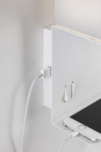 Paulmann Wandleuchte mit Ablage Merani E27 max. 40W/2,5W Beige/Weiß, Stoff/Metall