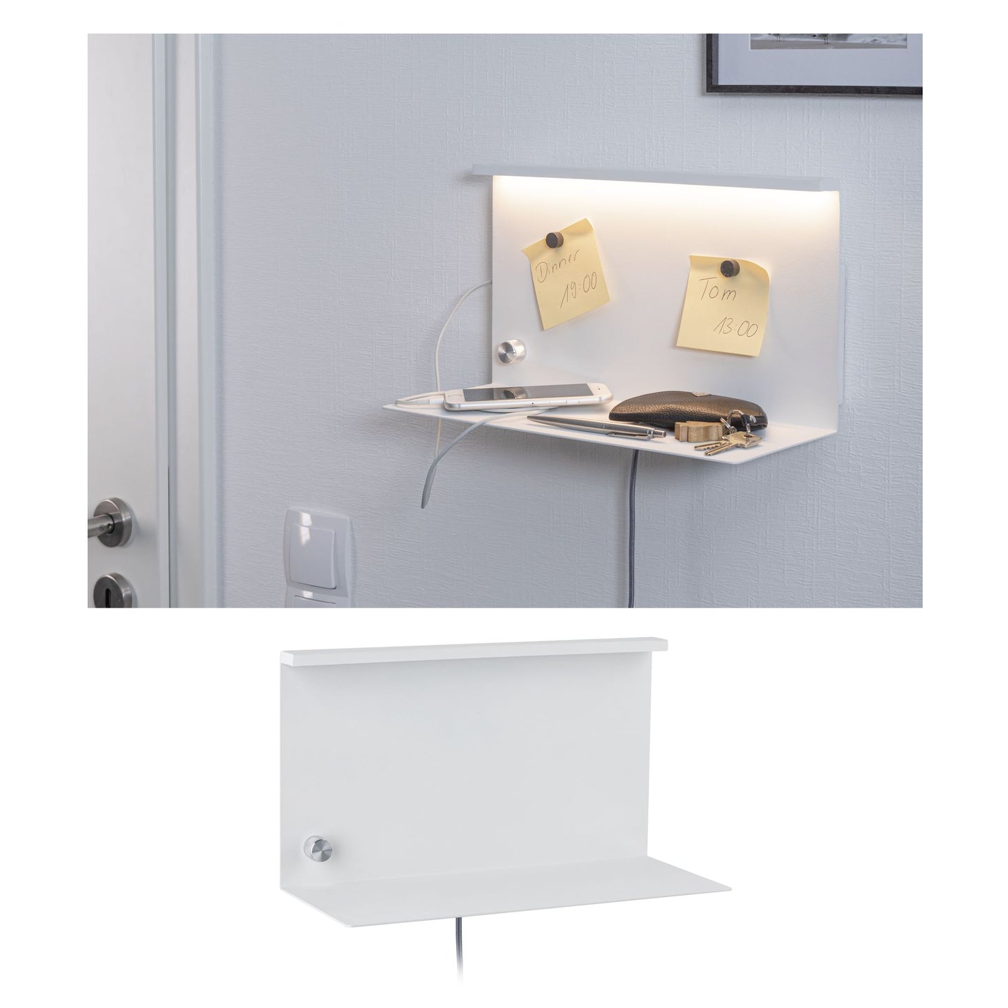 Paulmann LED Wandleuchte mit Ablage Jarina 4,5 W Weiß/Metall