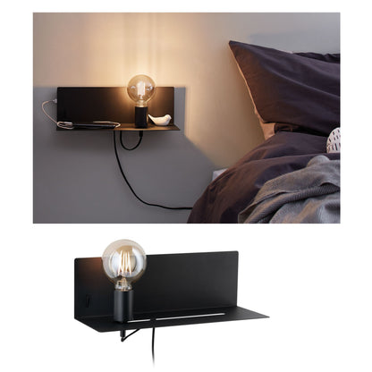 Paulmann Wandleuchte mit Ablage Devara E27 max. 40W SchwarzMetall