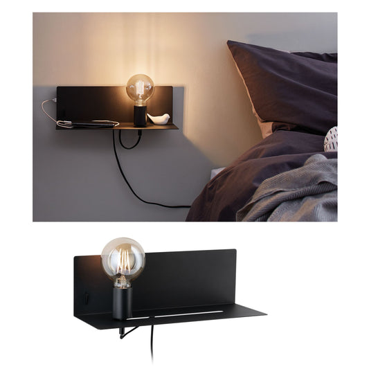 Paulmann Wandleuchte mit Ablage Devara E27 max. 40W SchwarzMetall