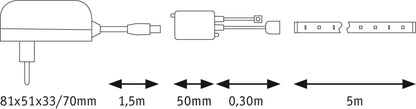 Paulmann FN SimpLED Strip Set 5m RGB 20W 230/12V DC Weiß Metall Kst