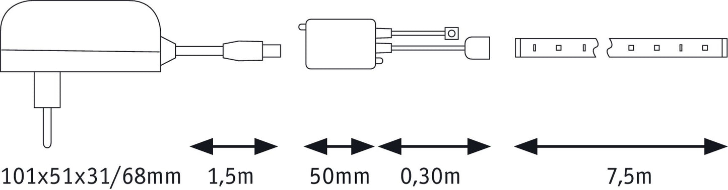 Paulmann FN SimpLED Strip Set 7,5m RGB 26W 230/12V DC Weiß Metall Kst