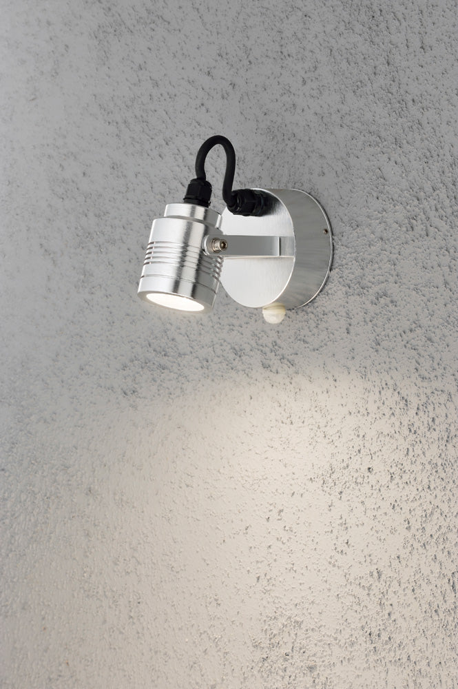 Konstsmide Wandleuchte/Strahler Monza silber, mit Sensor