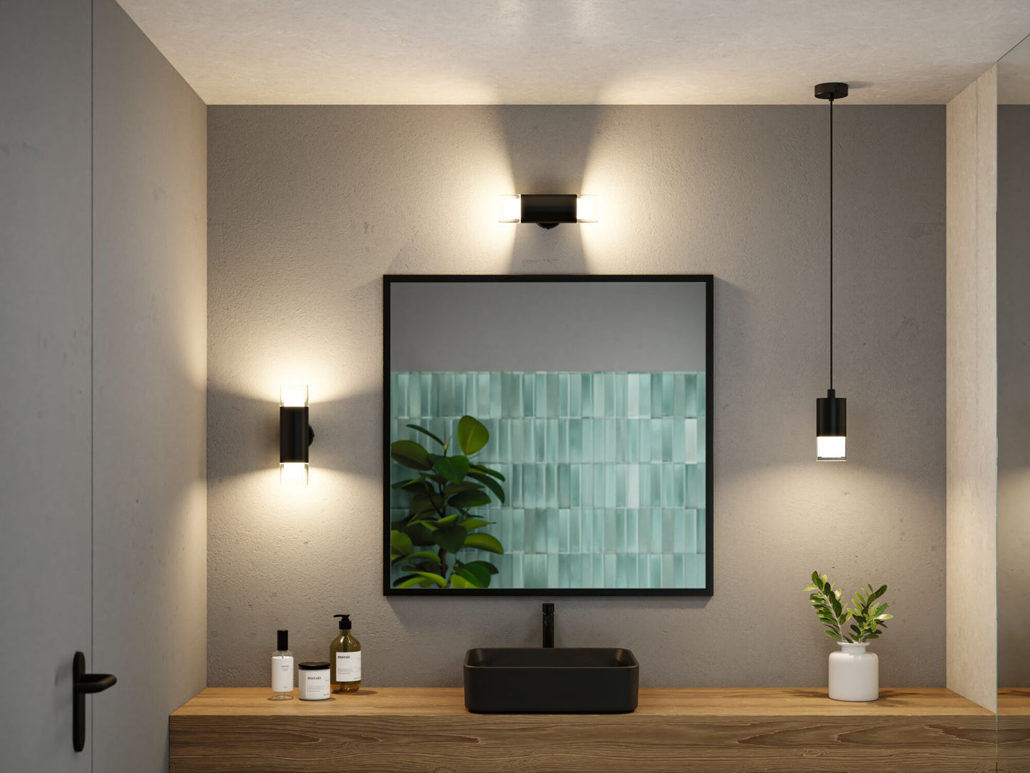 Paulmann Selection Bathroom Wand-/Deckenleuchte Kame IP44  3000K 2x460lm 230V 2x4W  Signalschwarz