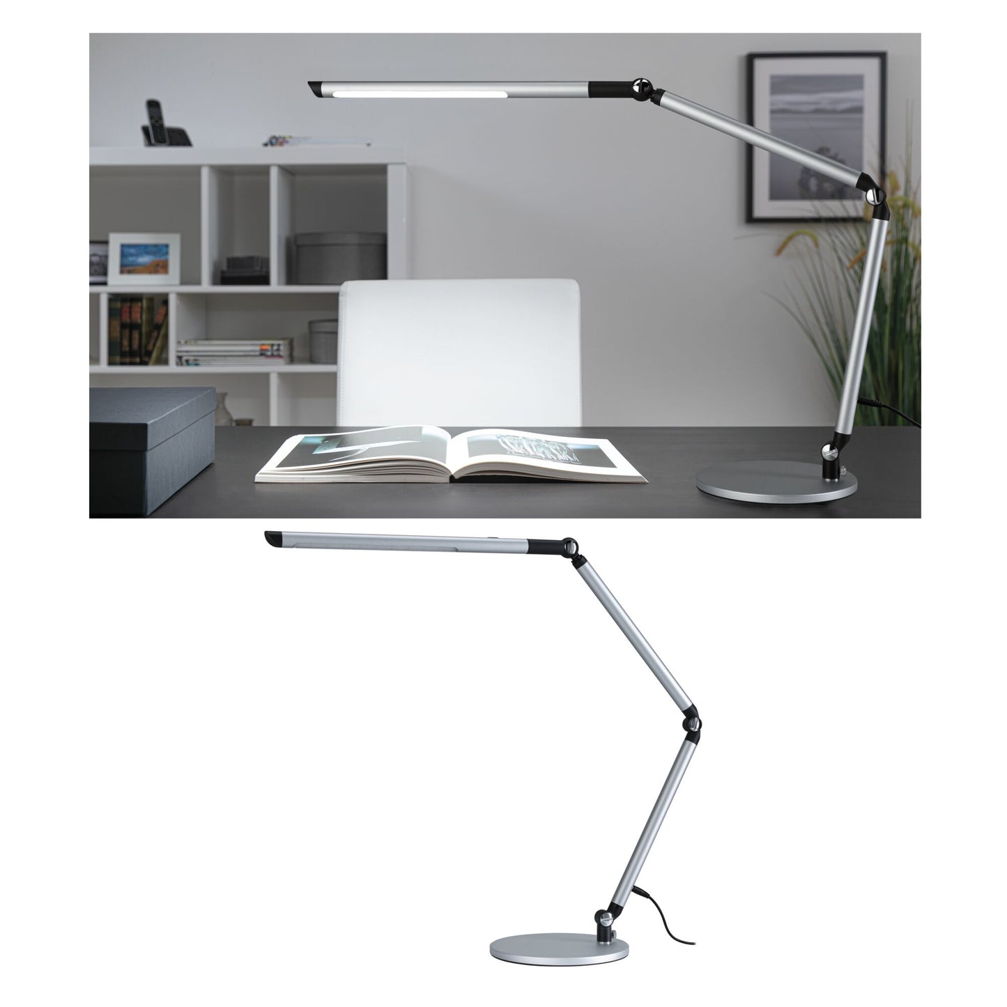 Paulmann LED Schreibtischleuchte FlexBar 3-Step-Dim   White Switch 700lm 9,5W Silber matt