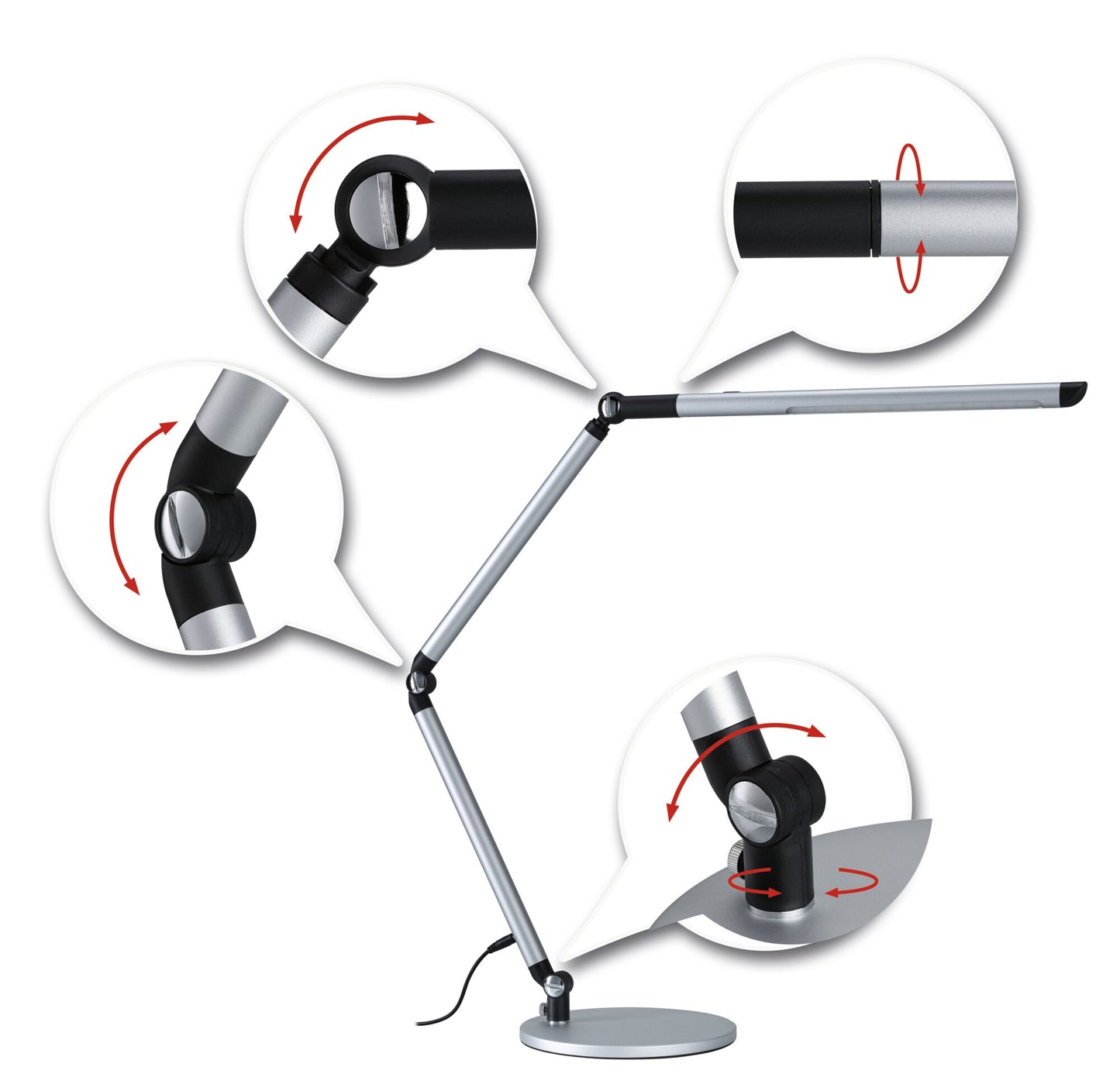 Paulmann LED Schreibtischleuchte FlexBar 3-Step-Dim   White Switch 700lm 9,5W Silber matt