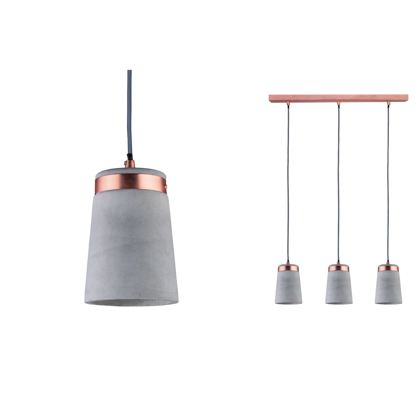 Paulmann Neordic Stig Pendelleuchte max.3x20W E27 Grau/Kupfer matt 230V Beton/Metall