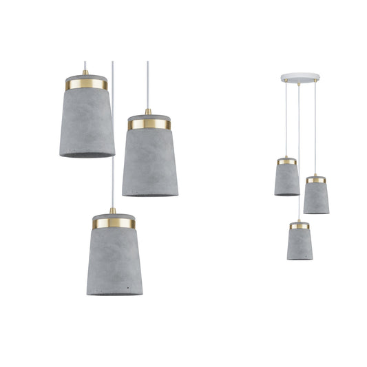 Paulmann Neordic Norell Pendelleuchte max.3x20W E27 Grau/Weiß m/Gold m 230V Beton/Metall