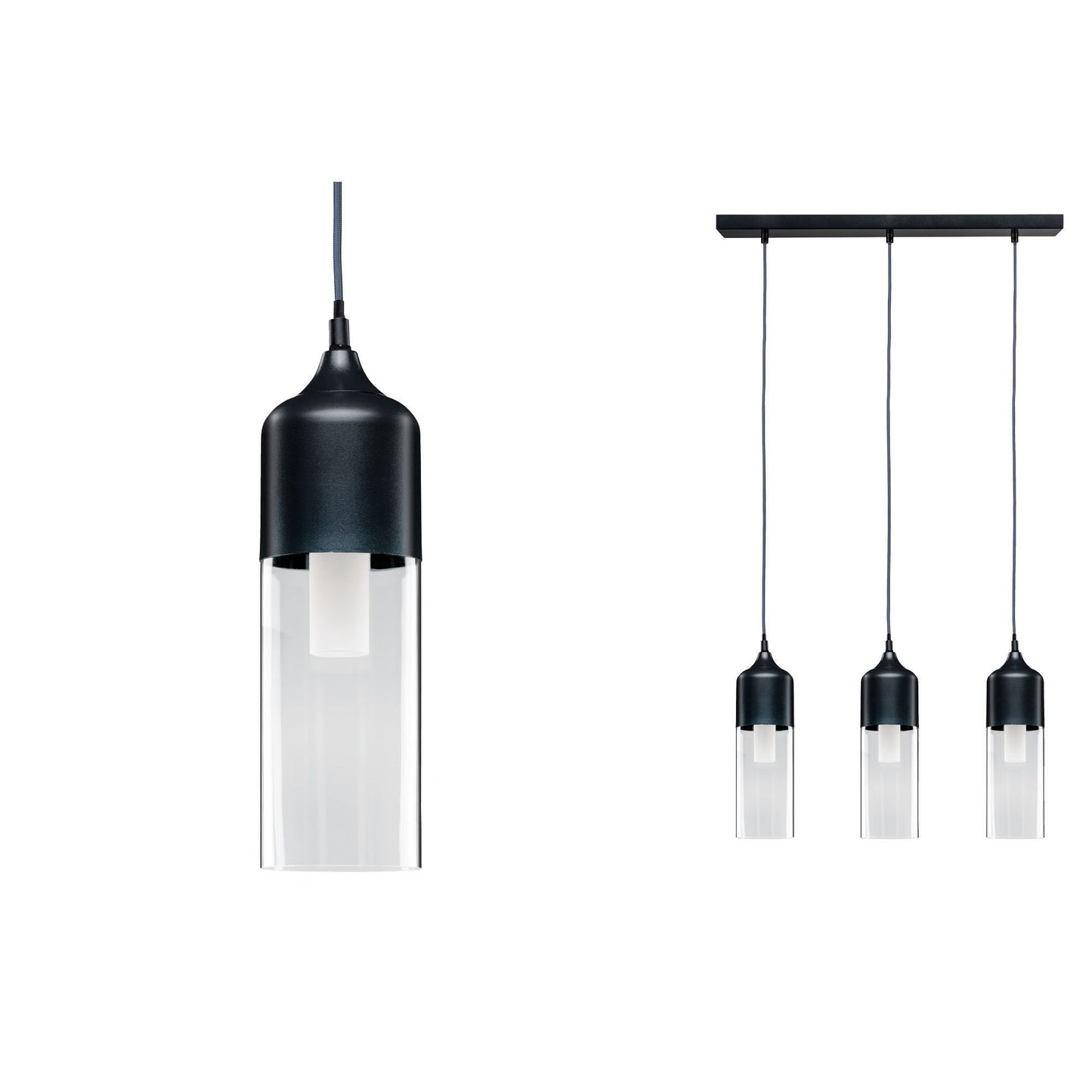 Paulmann Neordic Vanja Pendelleuchte max.3x20W E27 Grau/Klar 230V Glas/Metall