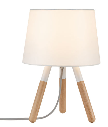 Paulmann Neordic Berit Tischleuchte max.1x20W E27 Weiß/Holz 230V Stoff/Holz/Metall  