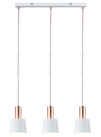 Paulmann Neordic Haldar Pendelleuchte max.3x20W E14 Weiß/Kupfer matt 230V Metall